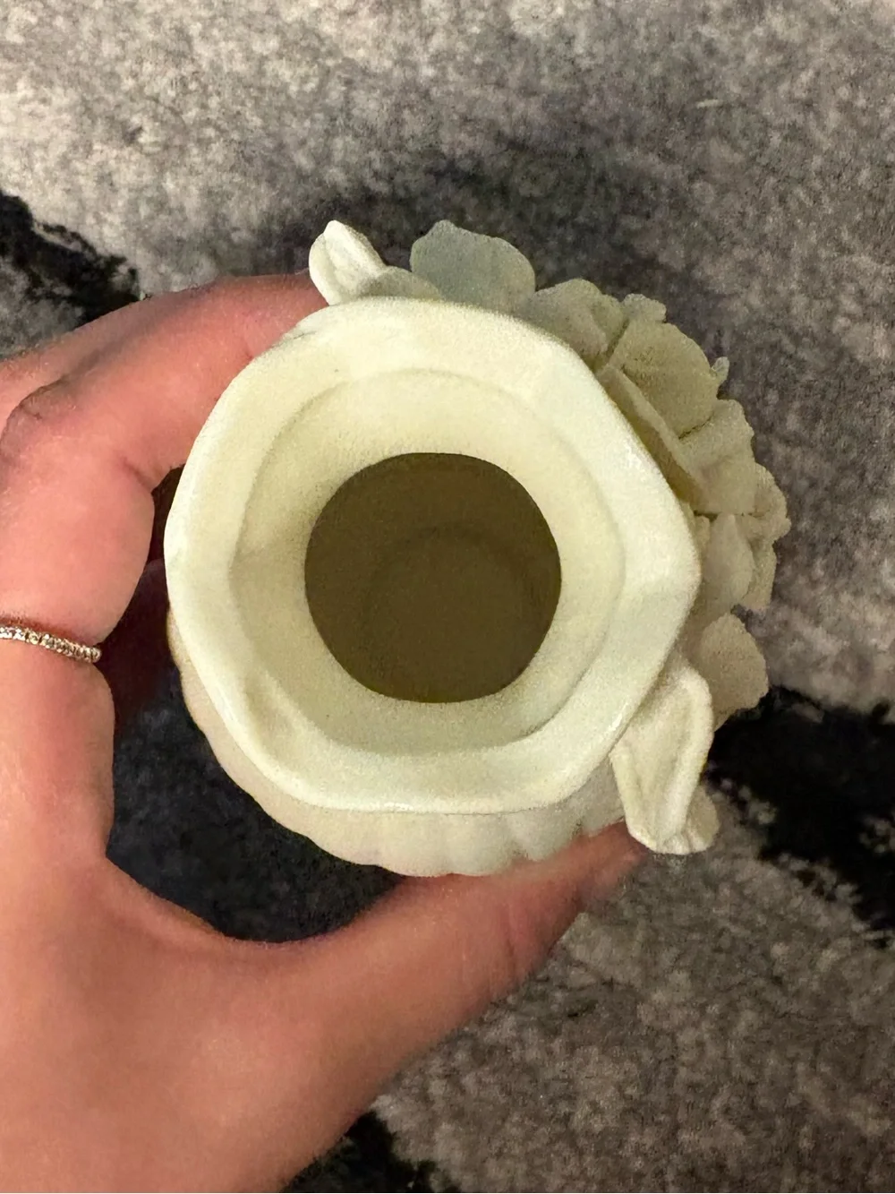 Decorative Ceramic Vase with Rose Accent - Cream